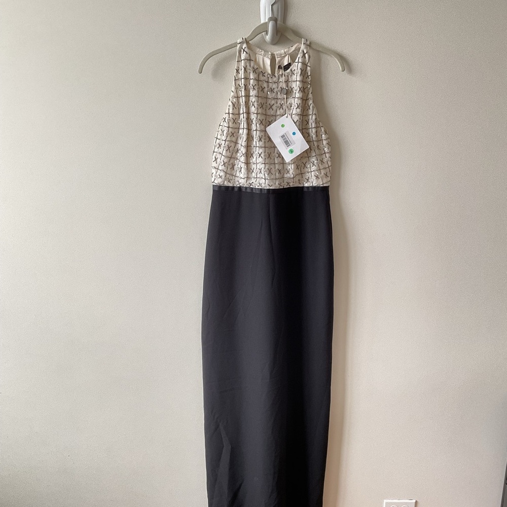 Raoul Elegant Black & Ivory Halter Beaded Gown Dress Size 10 New With Tags - Picture 2 of 10